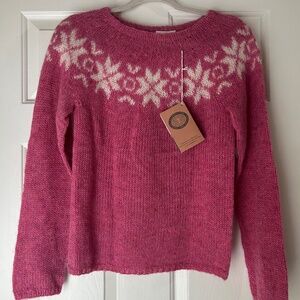 Pink Icelandic Wool Snowflake Sweater